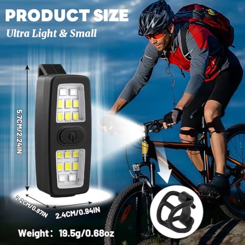 flintronic LED Clip Lampe, Klein Clip-on-Taschenlampe, USB Wiederaufladbar, 600 Lumen, 7 Beleuchtungsmodi, Nacht Clip Lauflicht für Laufen Joggen Camping Wandern Klettern(Schwarz)