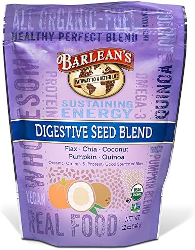 Barlean's Organic Digestive Seed Blend with Omega-3 Fatty Acids (ALA), Dietary Fiber, Antioxidants and Amino Acids - Vegan, USDA Organic, Non-GMO, Gluten-Free - 12 oz