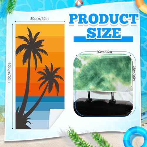 Image of 1 Pack Car Seat Towel Cover with Storage Bag, Beach Palm Trees Style