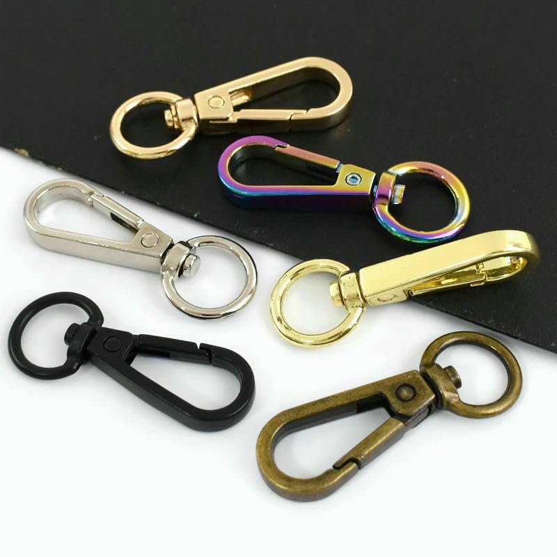 5-30 Hebillas metálicas de 13 mm para correas de bolsos, cierre giratorio, mosquetón pequeño, clip de resorte, llavero, gancho a presión, accesorios de ferretería para cintas - 30 unidades - Colo