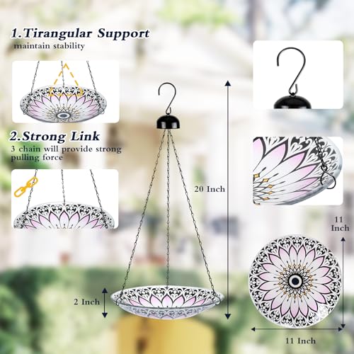 MUMTOP Banheiras suspensas de pássaros para uso ao ar livre - Tigela de água para pássaros de vidro