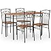 Tidyard 5 pz Set da Pranzo Cucina Sala da Pranzo Tavolo e 4 Sedie in MDF e Acciaio Marrone,Set Tavolo e Sedie da Cucina Romantico,Set Tavolo e Sedie da Sala da Pranzo,Set da Pranzo Classico