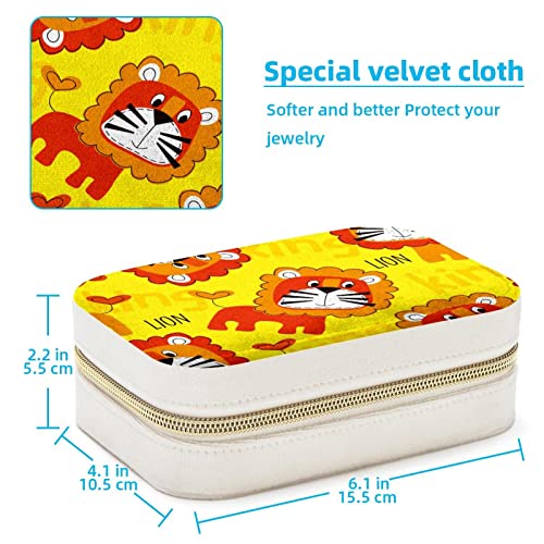 Boîte à bijoux motif lion de dessin animé avec compartiments compacts - 5