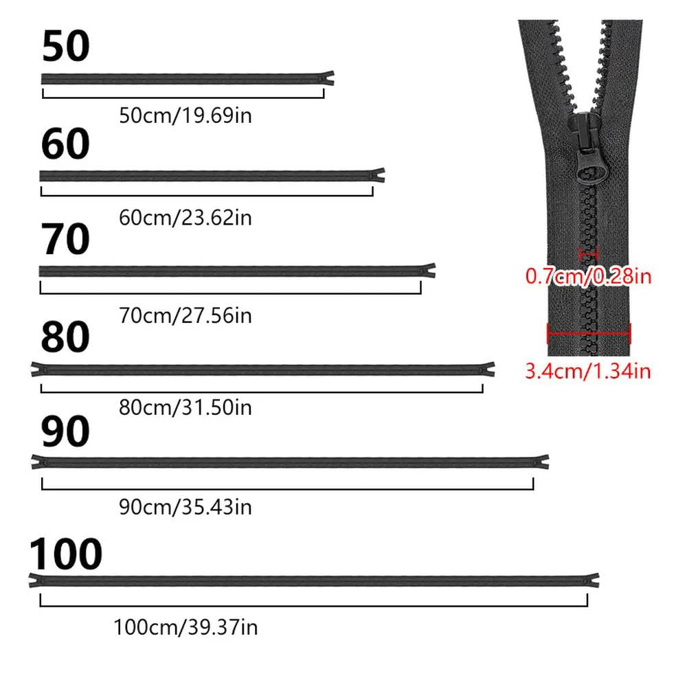 Zippers for sewing80/90/100cm 8# Resin Zipper Double Sliders Bag Pocket Open-End Zips Repair Kit DIY Sewing Garment Accessories(Gray,80cm)