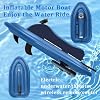 Inflatable Jet Boat, Lightweight Jet Ski Motorboat, Electric Motor Boat, 30-60 mins Runtime, 2-6km/h Speed, 330lb Capacity, Dual-Fin Watercraft, for Pool/Lake/Ocean,Motorboat+500W16A