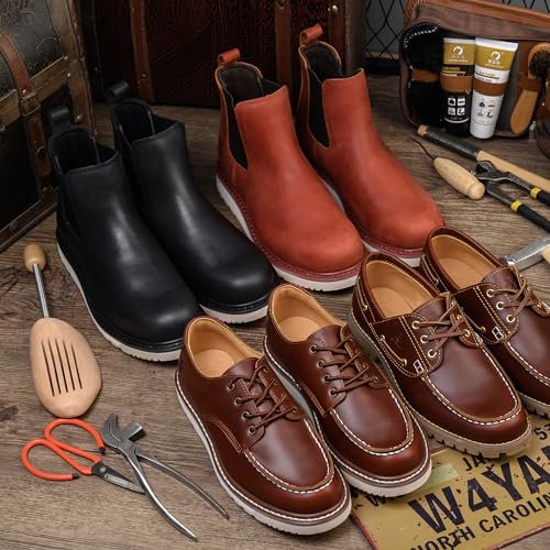 SL-Saint Handgefertigte Herren Soft Moc Toe Lace Up Stylish Stiefel Classic Genuine Good Year-Welted Top Cowhide Schuhe (Braun, Erwachsene, Herren, 43, Numerisch, EU Schuhgrößensystem, Breit)
