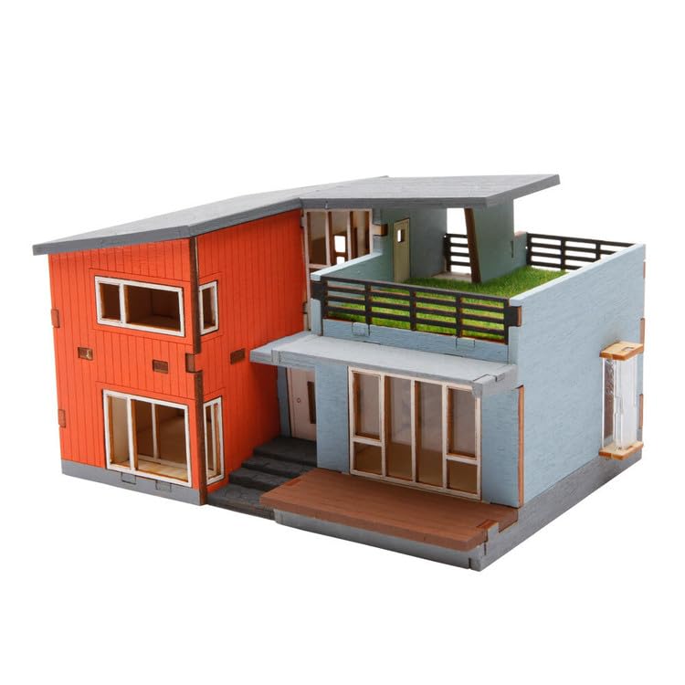 Maquette en bois Maison moderne avec terrasse toit DIY Youngmodeler