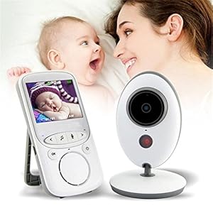 HMILYDYK Babyfoon Draadloze Video 2.4 inch Lcd scherm Smart Camera met Baby Lullaby Nachtzicht Temperatuur Monitoring 2…