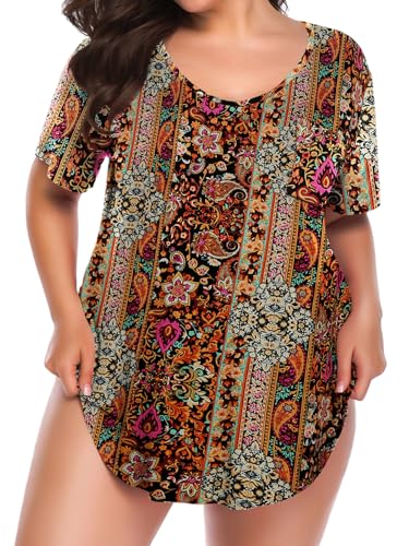 Image of BELAROI Women Plus Size Tops V-Neck Tunics Shirts