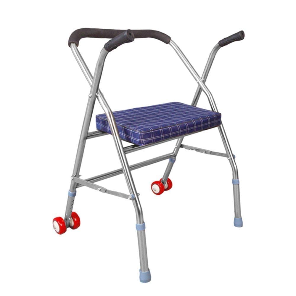 Chodzik dla seniorów Chodzik, chodzik medyczny z kółkami - chodzik 2-kołowy z siedziskiem, chodzik dla seniorów - wytrzymała stalowa rama obsługuje do 150 kg, spacerowicz oszczędzający miejsce, Dur