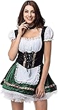 Colorful House Women's Oktoberfest Costume Beer Dirndl Maid Outfit Dress for German Bavarian Halloween Carnival(Army Green, Small)