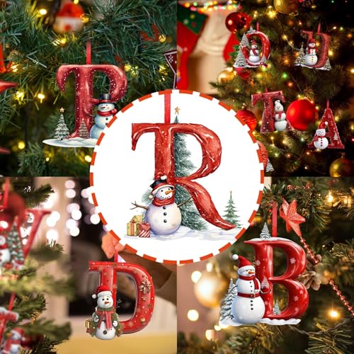 26 Letters Christmas Ornaments 3in Cute Snowman A-Z Hanging Pendant - image 3