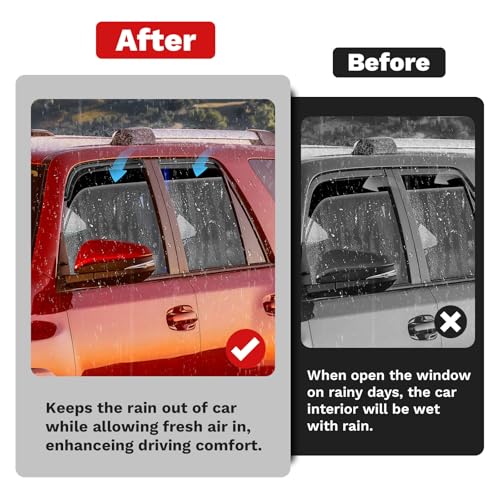 Image of Canvcle 4Runner Rain Guards - Window Visors for Toyota 4Runner 2010-2024, Outside-Mount Tape-On Side Window Wind Deflectors for 4Runner Accessories, Vent Visors Shades Rainproof 4PCS