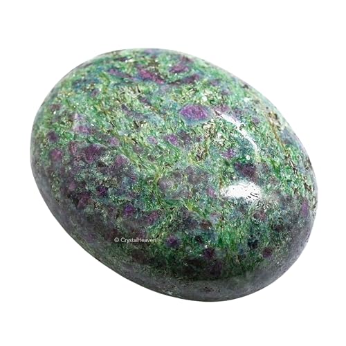 Image of Certified Ruby Fuchsite Crystal Palm Pebbles Stones for Anxiety Stress Relief Massage - AAA Grade Original Healing Gemstone Agate Palm Stone for Yoga Meditation Spiritual Reiki Feng Shui