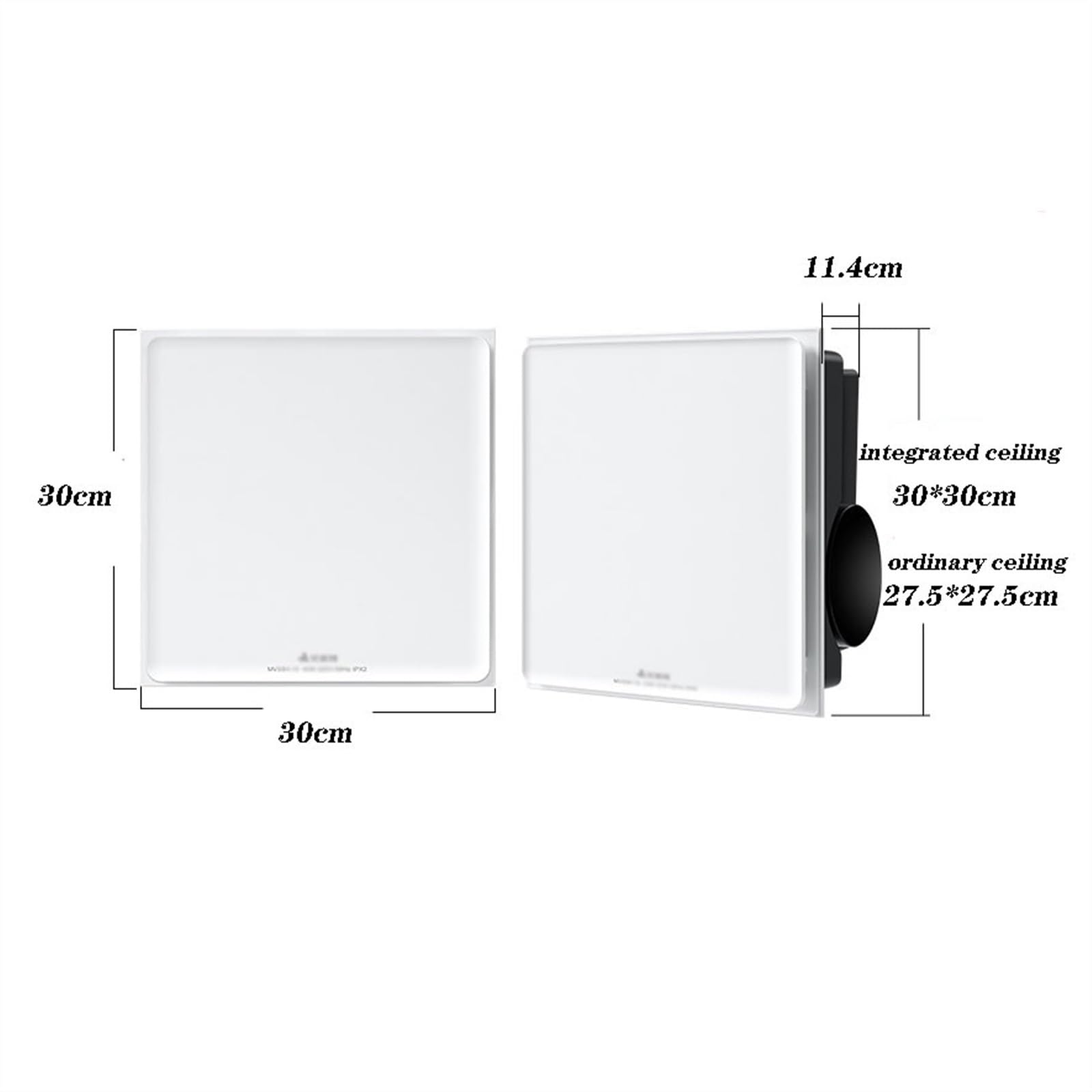 Extractor de Aire Silencioso Ventilador de ventilación techo integrado 30x30cm, potente extractor silencioso for baño, 40W