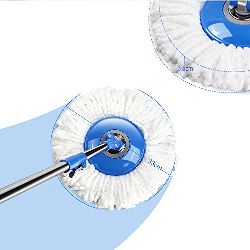 Masthome Mop and Bucket Set with Foot Pedal Microfiber Spin Mop for Floor Cleaning,3 Microfiber Mop Refills & 1 Floor Brush Head. - Thumbnail 3