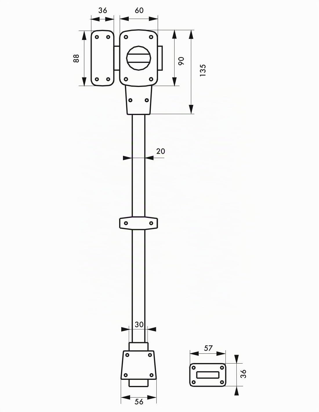 THIRARD Verrou à Bouton et Cylindre Acier Cylindre 45 mm Verni