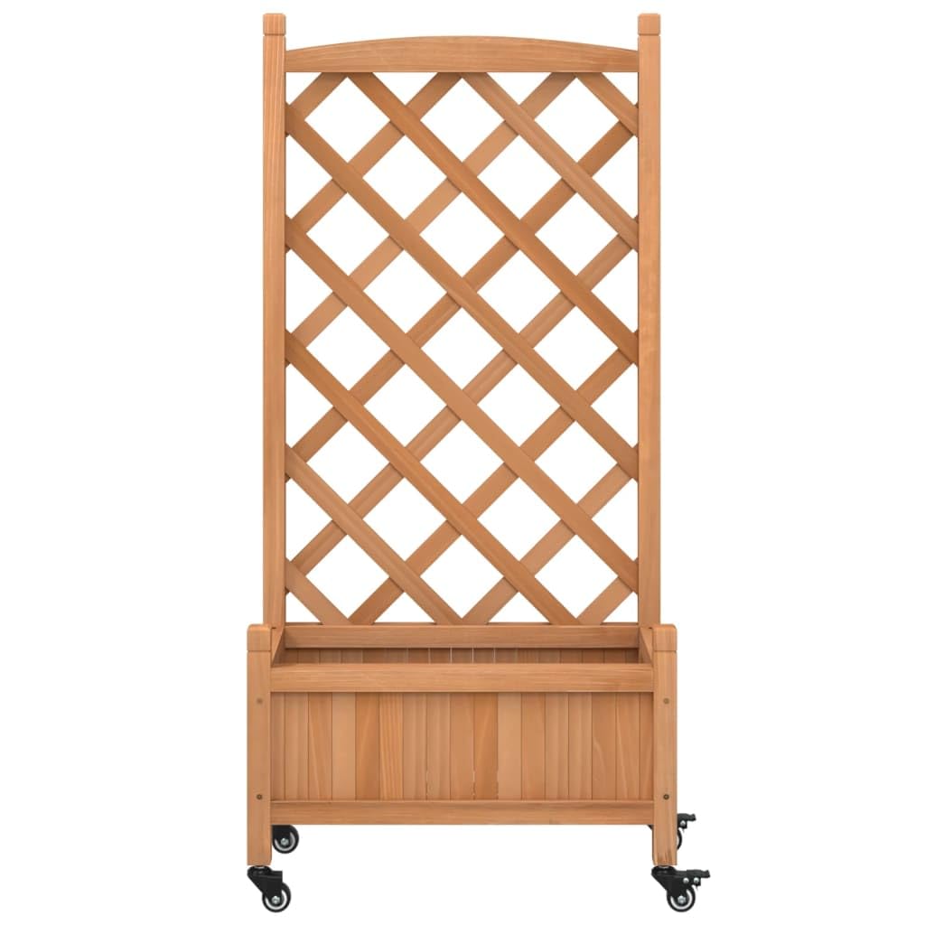 Genérico Jardinera con Enrejado y Ruedas Madera Maciza de Abeto marrón,Casa y jardín,Jardín,Jardinería,Maceteros y jardineras-3207647