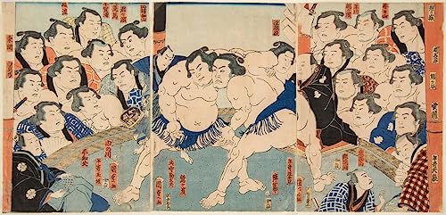 Tableau Combat de lutteurs de sumo Utagawa Kunisada : Impression d'art sur toile 60x90cm