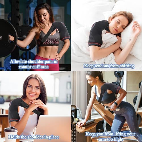 Pluvyze Schulterbandage für Frauen Herren, Verstellbar Schulterstütze, Schulter Bandage, Atmungsaktive Neopren-Stütze, Stabilität und Linderung von Beschwerden