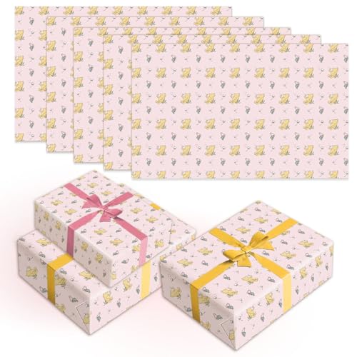 QZCYU 5 Pack Winnie Baby Shower Decorations Winnie Wrapping Paper Classic Bear Gift Wrap for Birthdays Party Decorations Supplies (27.5 x 19.6in)