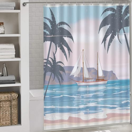 Rideau de douche polyester de qualité supérieure motif palmier