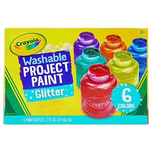 Crayola Washable Glitter Paint Great for Classroom Projects, 6 Count