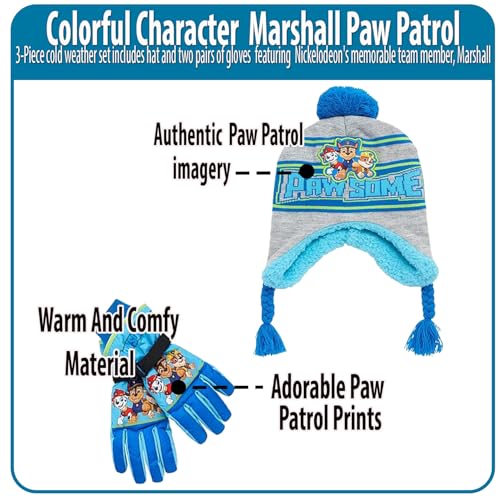 Image of Nickelodeon Boys' Paw Patrol Winter Hat Set - 3 Piece Beanie, Gloves or Mittens, and Scarf (2-7)