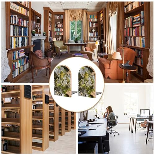 Sujetalibros de madera universal y antideslizante para estante de libros resistente 6