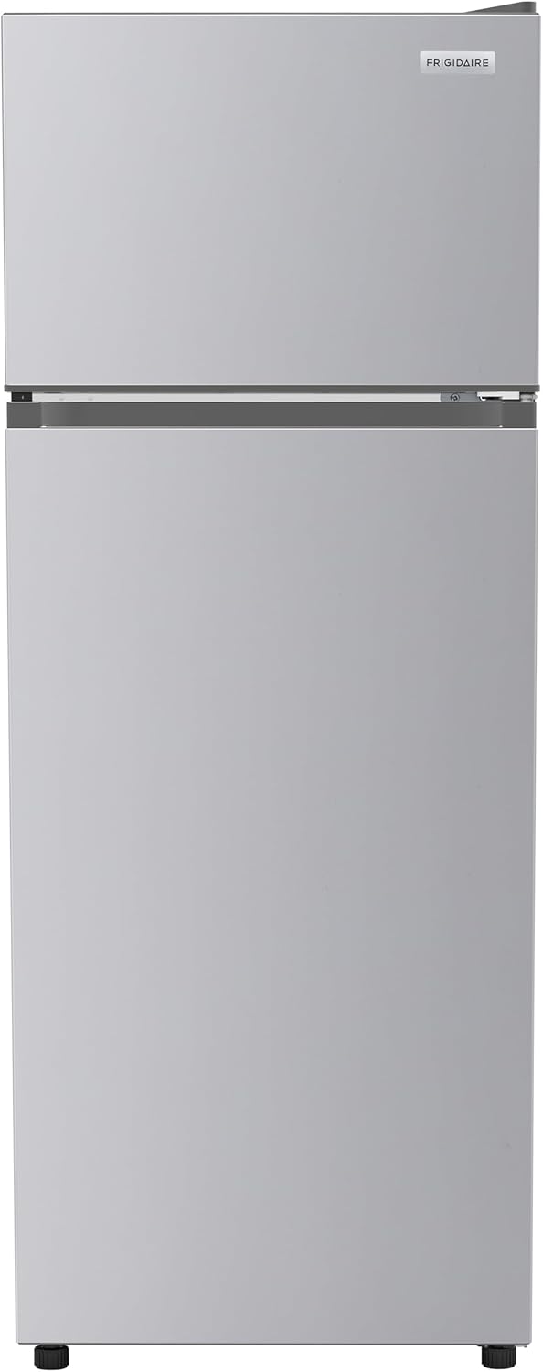 Frigidaire, 2 Door Apartment Size Refrigerator with Freezer, 7.5 cu ft, Adjustable Spill-Proof Shelves, Crisper Bins, Platinum Silver, Garage Ready