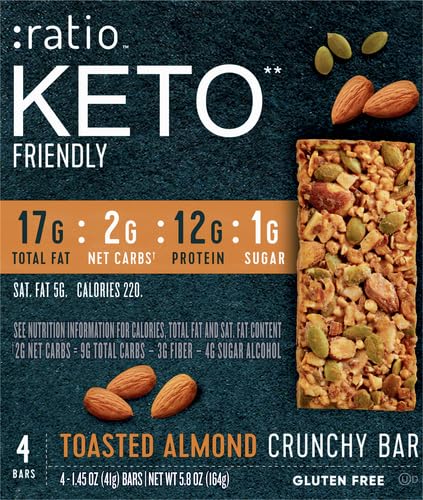 :Ratio Ratio Crunchy Bar, Toasted Almond, 12G Protein, Keto Friendly thumb #1