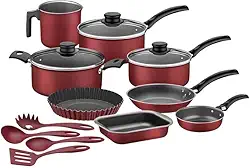 Kit para Cozinha 12 Peças com Jogo de Panelas Vermelho e Utensilios Tramontina Turim