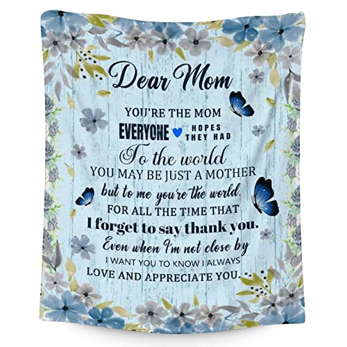 Mom Throw Blanket - Soft, Fuzzy & Warm - 30x40 Inches to My Mom Blankets for Lap - Light Blue Modern Throws Birthday Gifts from Daughter or Son