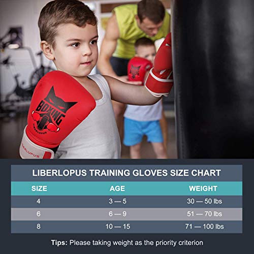 Liberlupus Kids Boxing Gloves, Boxing Gloves for Kids 3-15, Youth Boxing Gloves with Multiple Color & Size, Kids Boxing Gloves for Punching Bag, Kickboxing, Muay Thai, MMA - Thumbnail 4