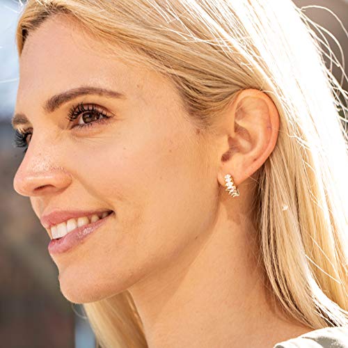 Lifetime Jewelry “Stacked Diamonds” Cubic Zirconia Stud Earrings 24k Gold Plated2