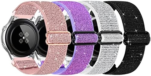 Elastic Nylon Strap 4-Pack: 18mm, 19mm, 20mm, 22mm Quick Release - Compatible with Samsung, Garmin, Fossil, Amazfit, Huawei Watch