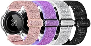 4er-Pack elastische Nylon-Armbänder kompatibel mit Samsung Galaxy Watch Active 2 Bändern 40 mm 44 mm / Galaxy Watch 4 Band/Watch 4 Classic Band 42 mm 46 mm, 20 mm Uhrenarmbänder
