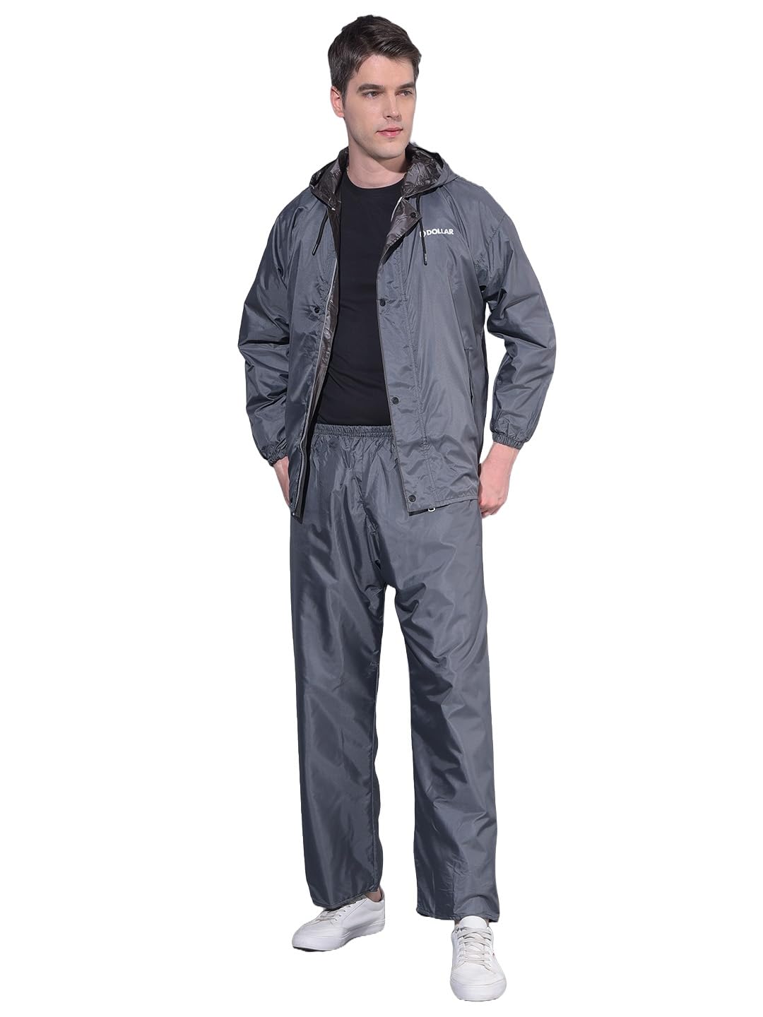 dollar Men's Waterproof Reversible Raincoat Set with Hood & Pocket | PVC Polyester Full Sleeve Zipper Rainwear Suit for Biking, Riding, Trekking, Outdoor | Lightweight Leakproof Jacket Pant Set-picture-27