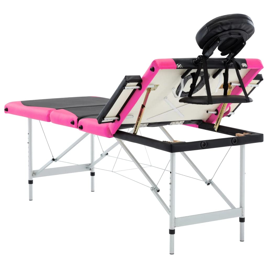 Massageliege Klappbar 4-Zonen Aluminiumgestell Schwarz und Rosa,Gesundheit & Schönheit,Körperpflege,Massage & Entspannung,Massagetische,Schwarz,23.2 kg-110248