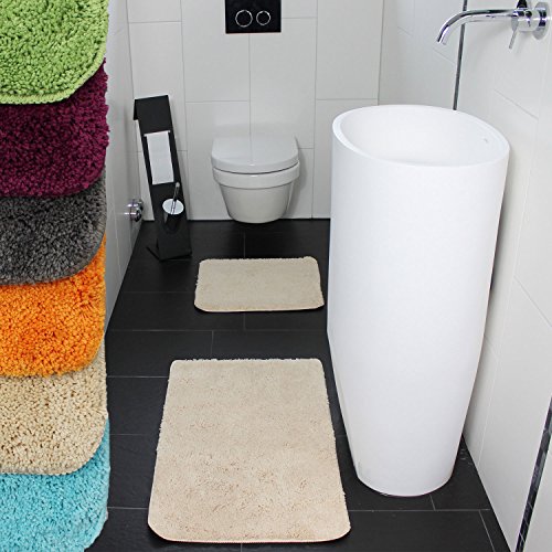 DILUMA Badematte 2-teiliges Set 50 x 80 und 45 x 50 cm Rutschfester Badvorleger Premium Badteppich 1200 g/m² weich… – Bild 7