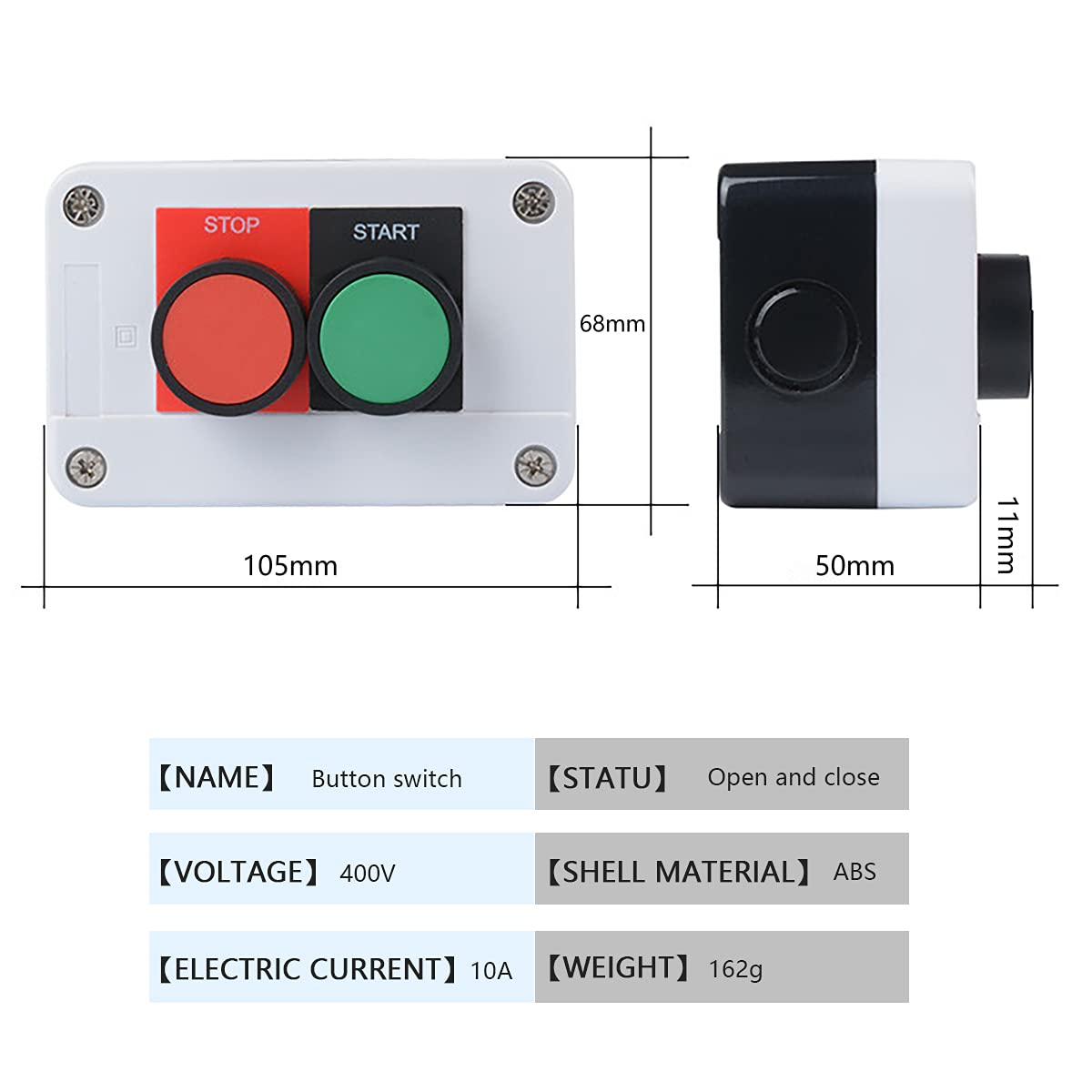 22mm Dual Key Start Stop Push Button Switch – Perfect For CNC & Marine Use