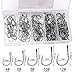 150PCS Premium Fishing Hooks, Multi -Size Fishhooks Fit for Different Fishing Needs, Carbon Steel Fishhooks W/Portable Plastic Box, Strong Sharp Fish Hook with Barbs for Fresh/Saltwater