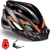 BASECAMP 自転車 ヘルメット 大人用 LEDライト ロードバイク ヘルメット サイクリングヘルメット 超軽量 サンバイザー付き 虫対策 予備用電池付き CPSC認定済み 電動自転車 ヘルメット 57-62cm 調整可能 軽量 透气性 男性 女性 通勤 通学 Lサイズ （BC-010）