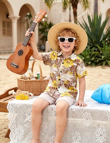 Image of JunNeng Toddler Baby Boy Shorts Sets Hawaiian Outfits,Summmer Hawaiian Shirt+ Elastic Shorts Vacation Clothes