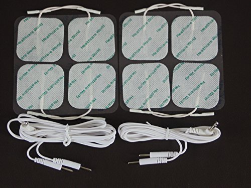 Électrodes pour électrostimulateurs Ensemble de 8 carrés 5cm x 5cm TENS électrodes et une paire de fils conducteurs masculins Cover