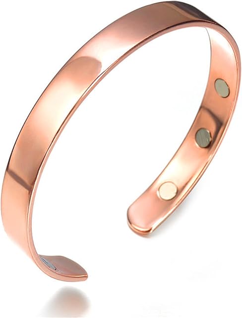 Fashion Base Copper Magnetic Bracelet for Women and Men with a Rose Gold Finish for Men and Women,Copper Cuff Bangle with 6 Magnets, Adjustable Size with Gift Box