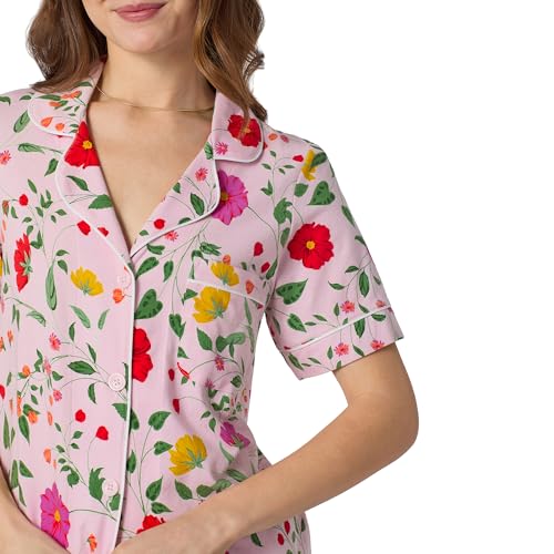 Image of Bed Head PJs Womens Matching Pajamas - Soft Organic Cotton Button Down PJ Shirt & Cropped Pants Set - Loungewear & Sleepwear