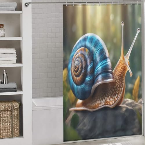 Rideau de douche escargots en polyester imperméable 140x183cm