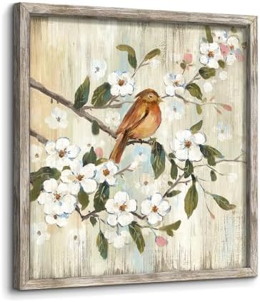 Bird Floral Wall Art Decor: Framed Botanical Artwo… Bird Floral Wall Art Decor: Framed Botanical Artwo…
