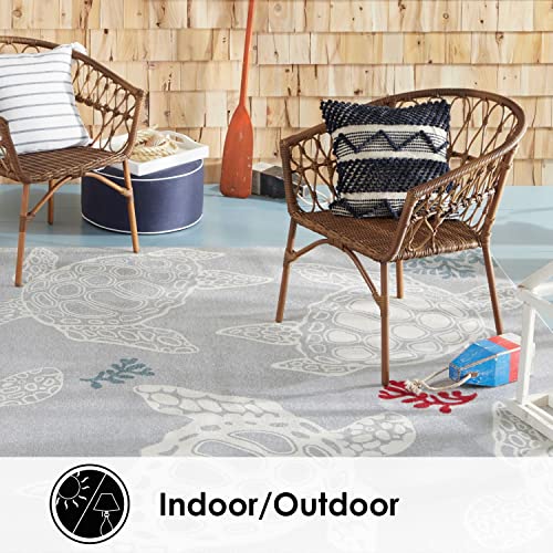 Home Dynamix Marine Sea Turtle Coastal Animal Indoor/Outdoor Area Rug, Grey/Ivory, 7'10"x10'2" - Image 7